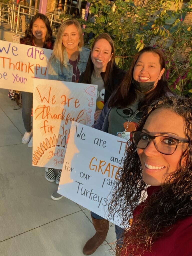 smiling teachers being grateful